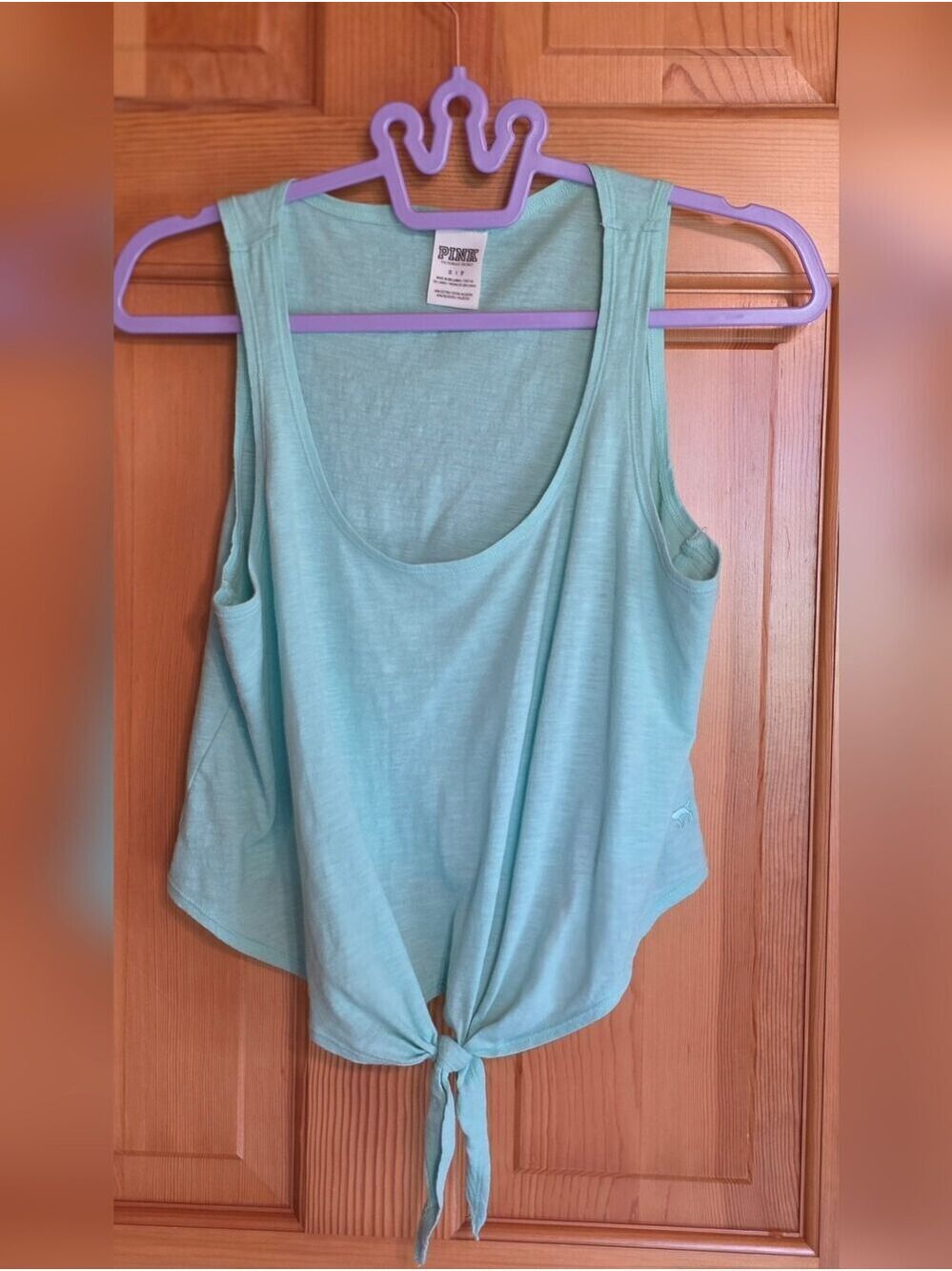 PINK Victoria's Secret Mint Tie-Front Crop Tank Top